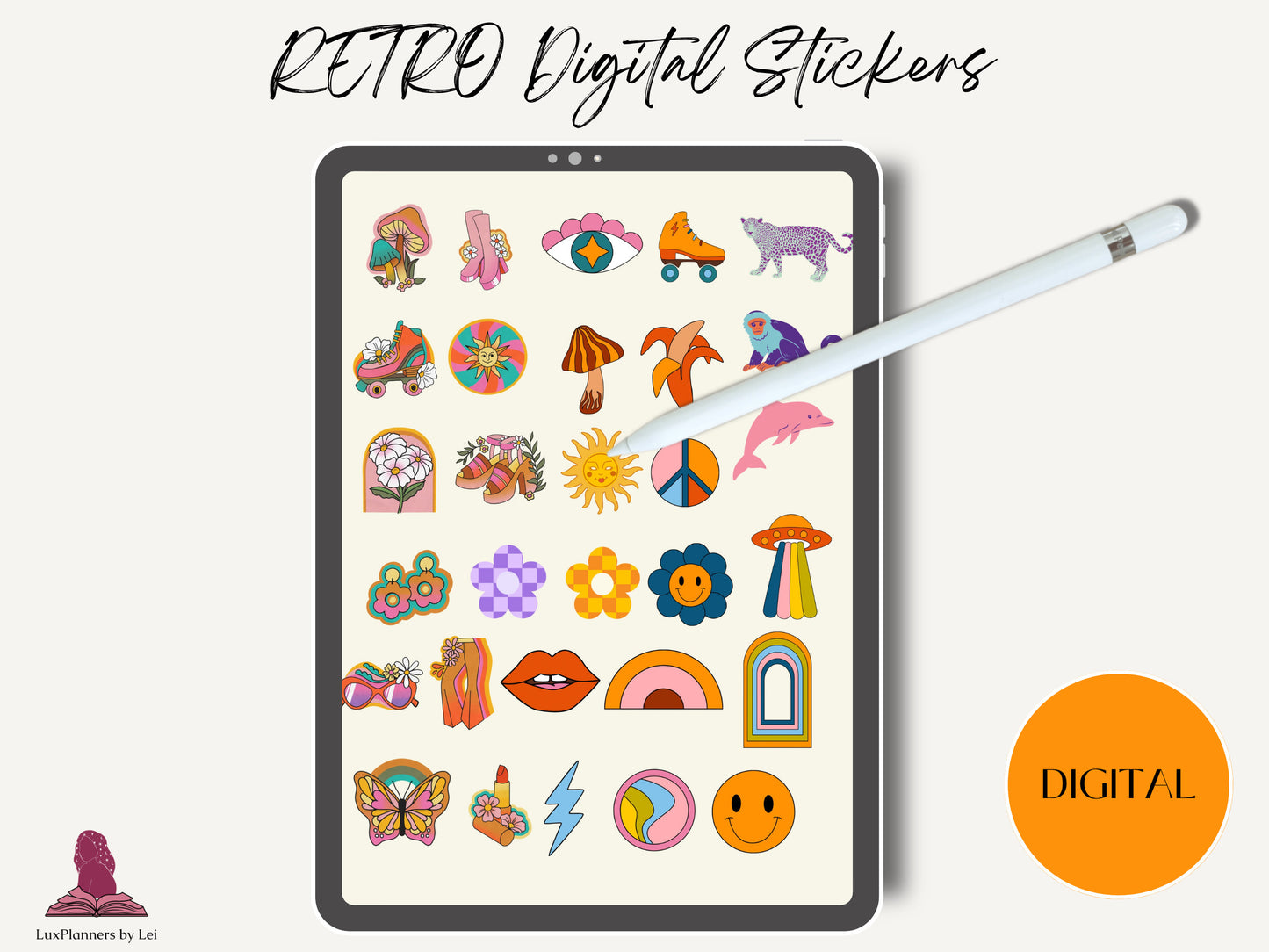 Retro & Groovy Digital Stickers