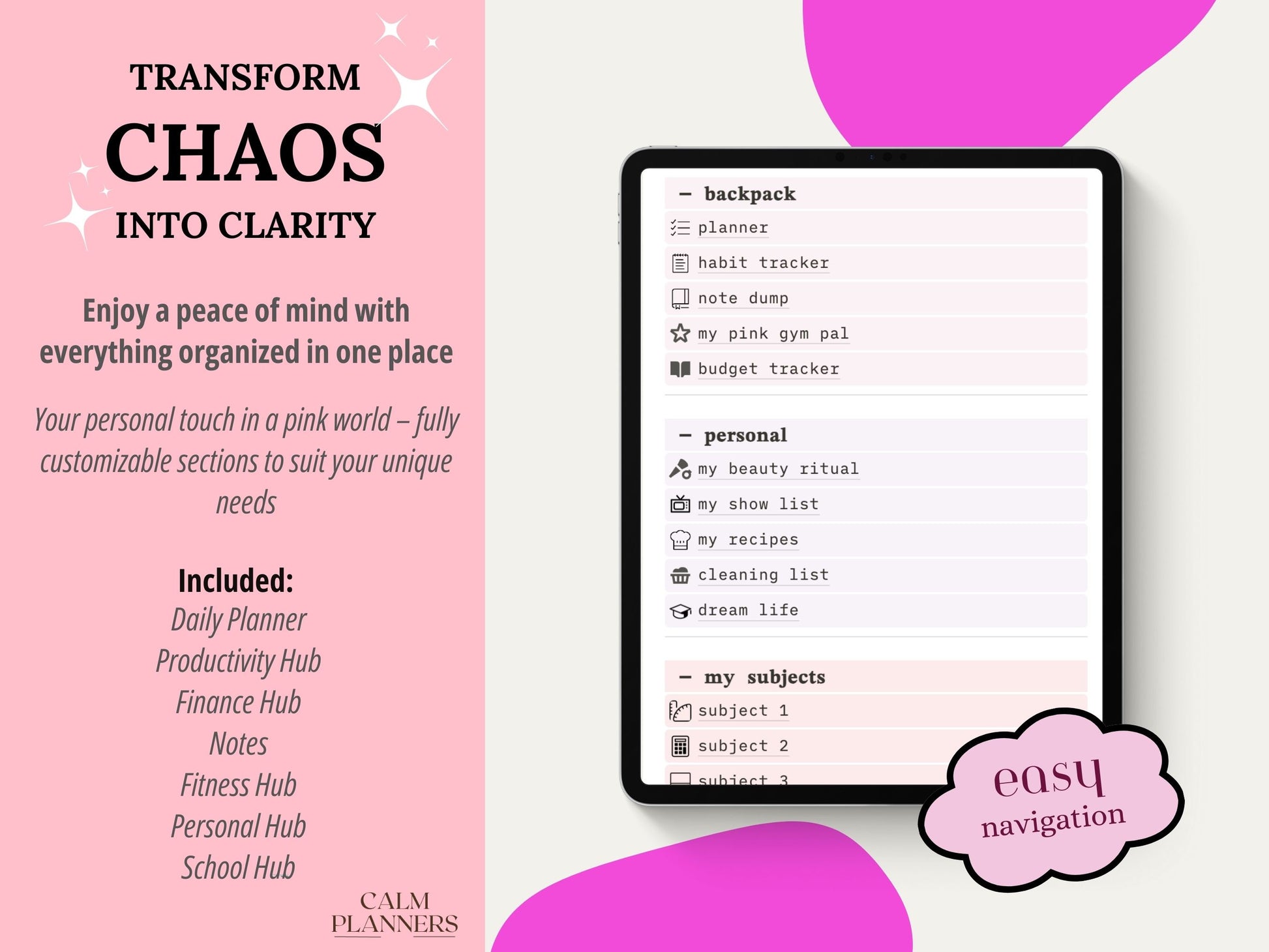 Pretty In Pink Aesthetic Notion Template