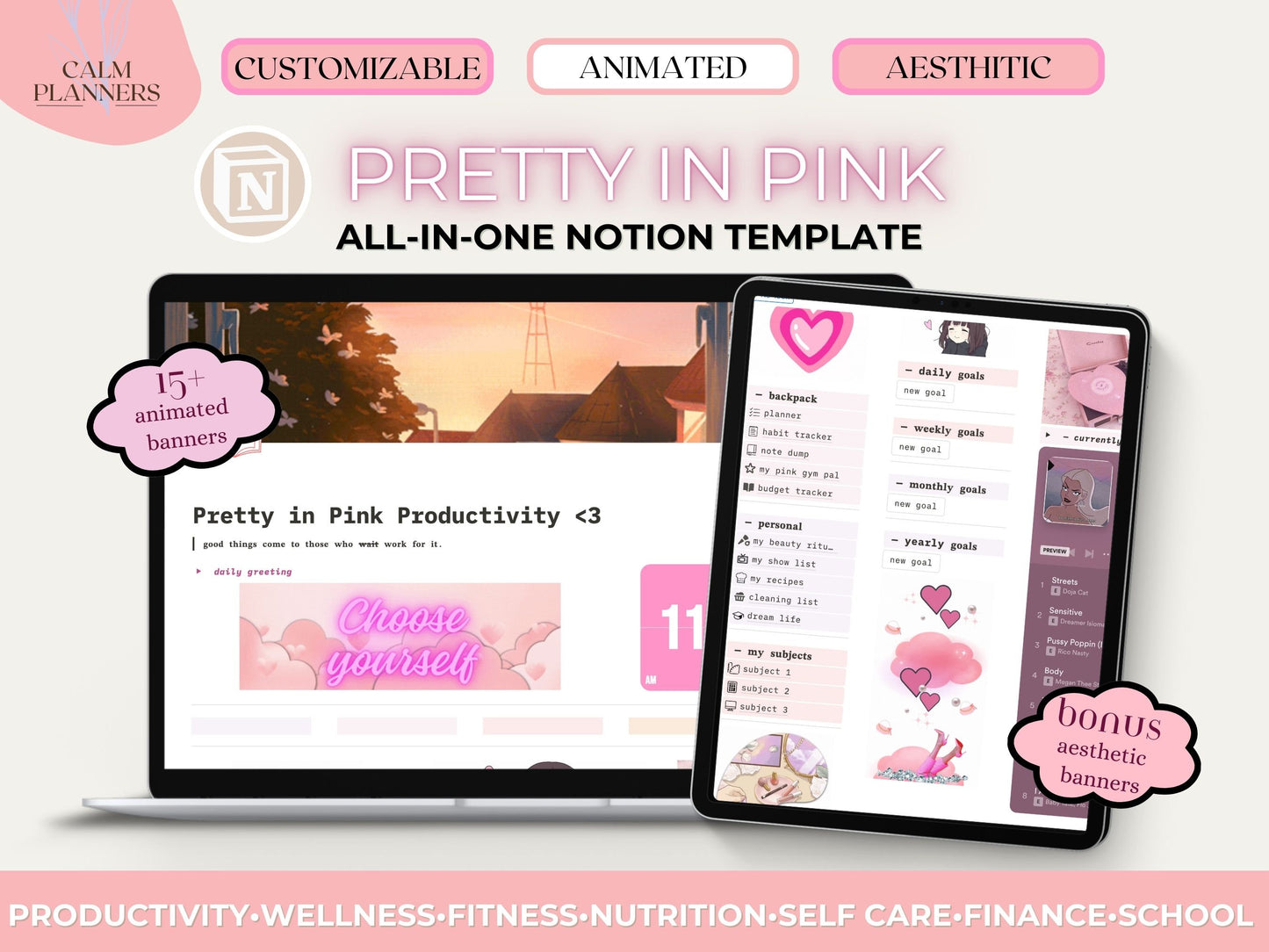 Pretty In Pink Aesthetic Notion Template