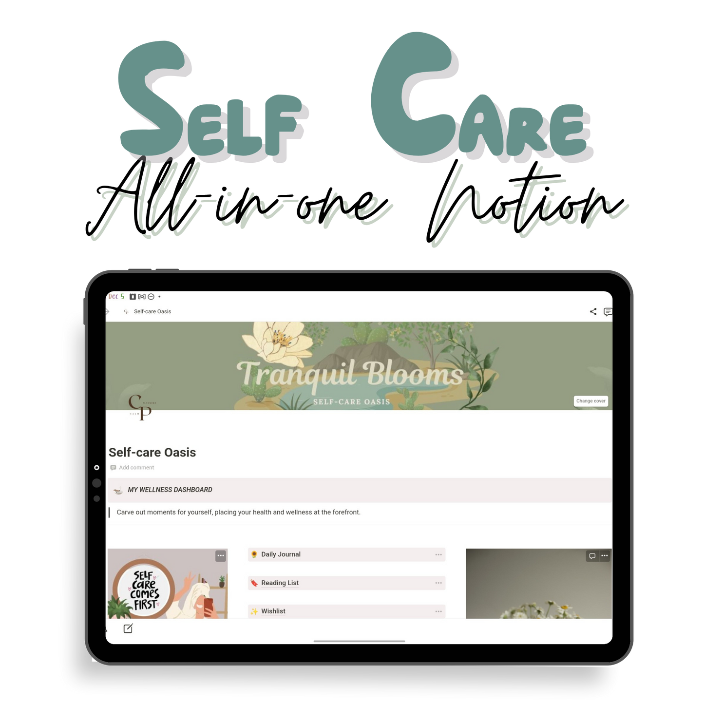 Self Care All In One Notion Template