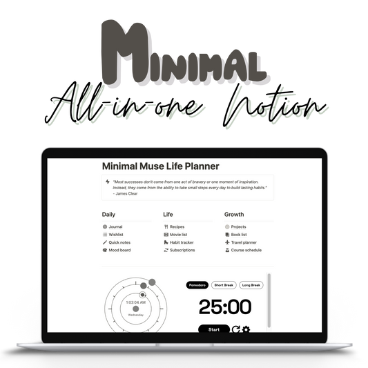 Minimal Muse All in One Notion Dashboard