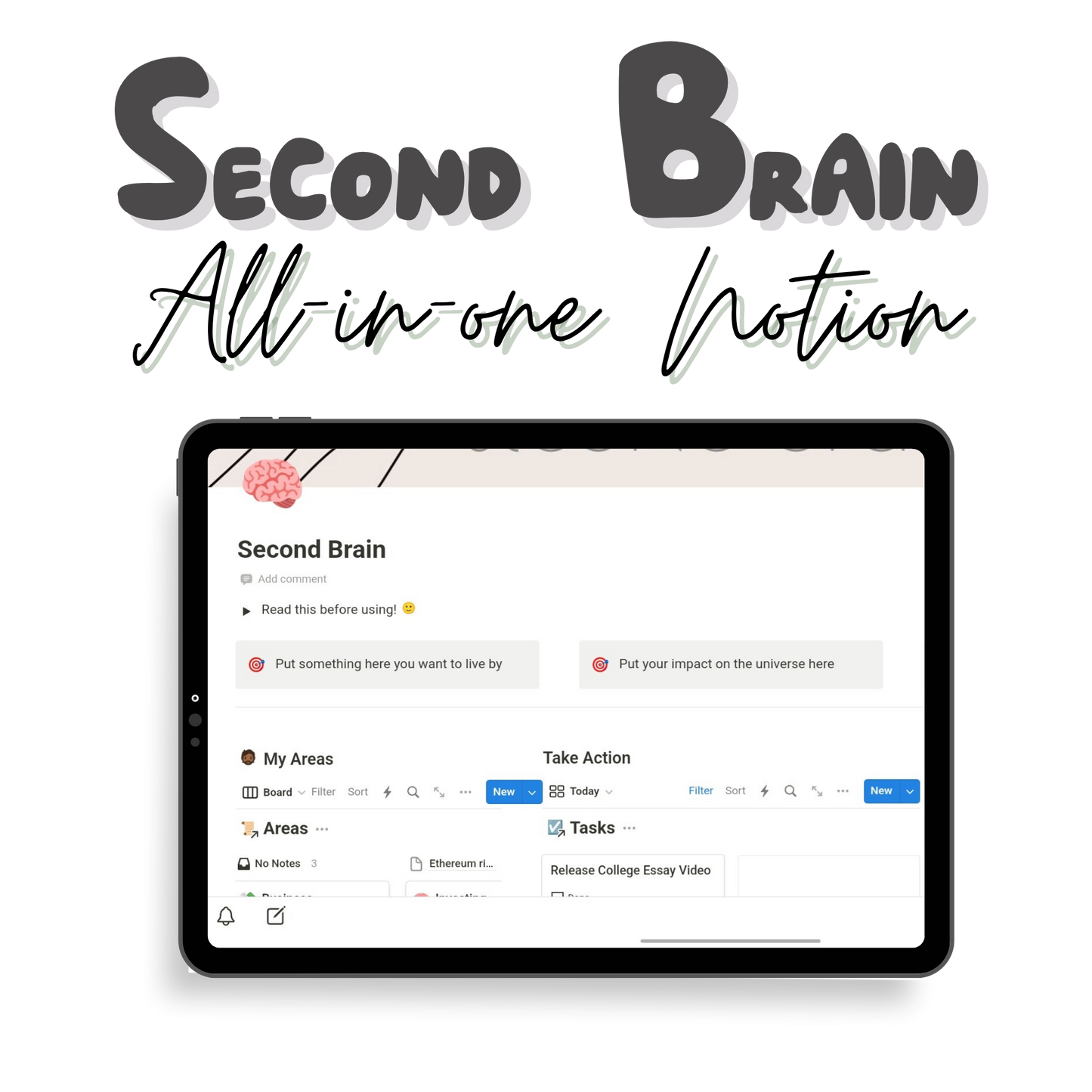 Second Brain All-In-One Notion Dashboard