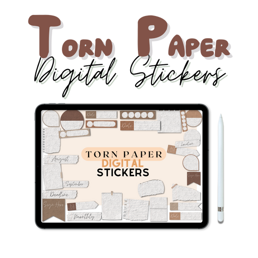 Neutral Torn Paper Digital Stickers