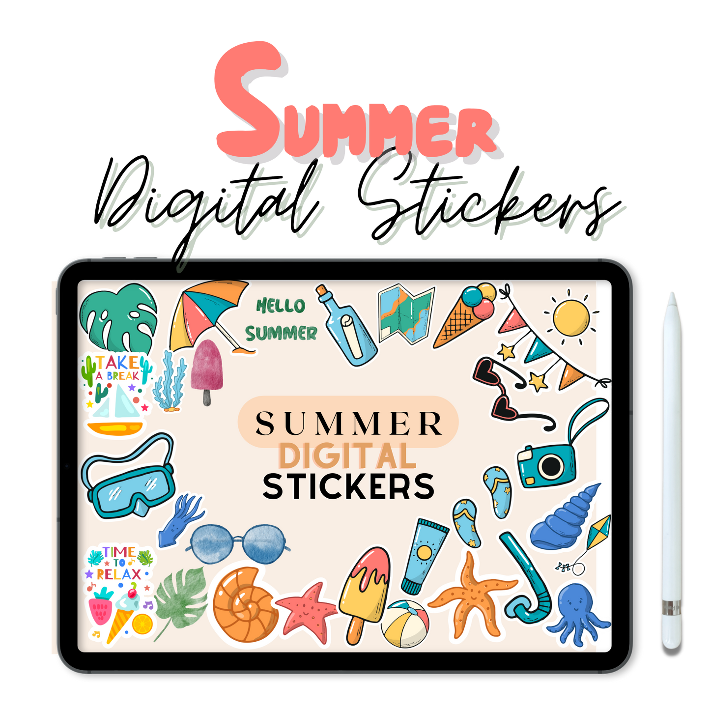 Seasonal Summer Digital Sticker Set