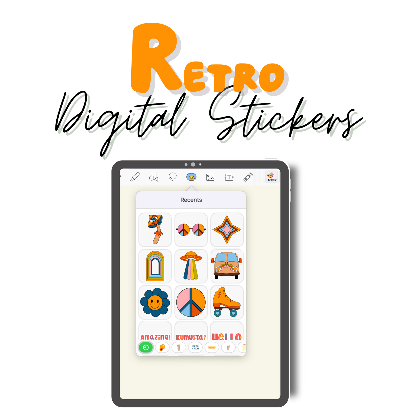 Retro & Groovy Digital Stickers