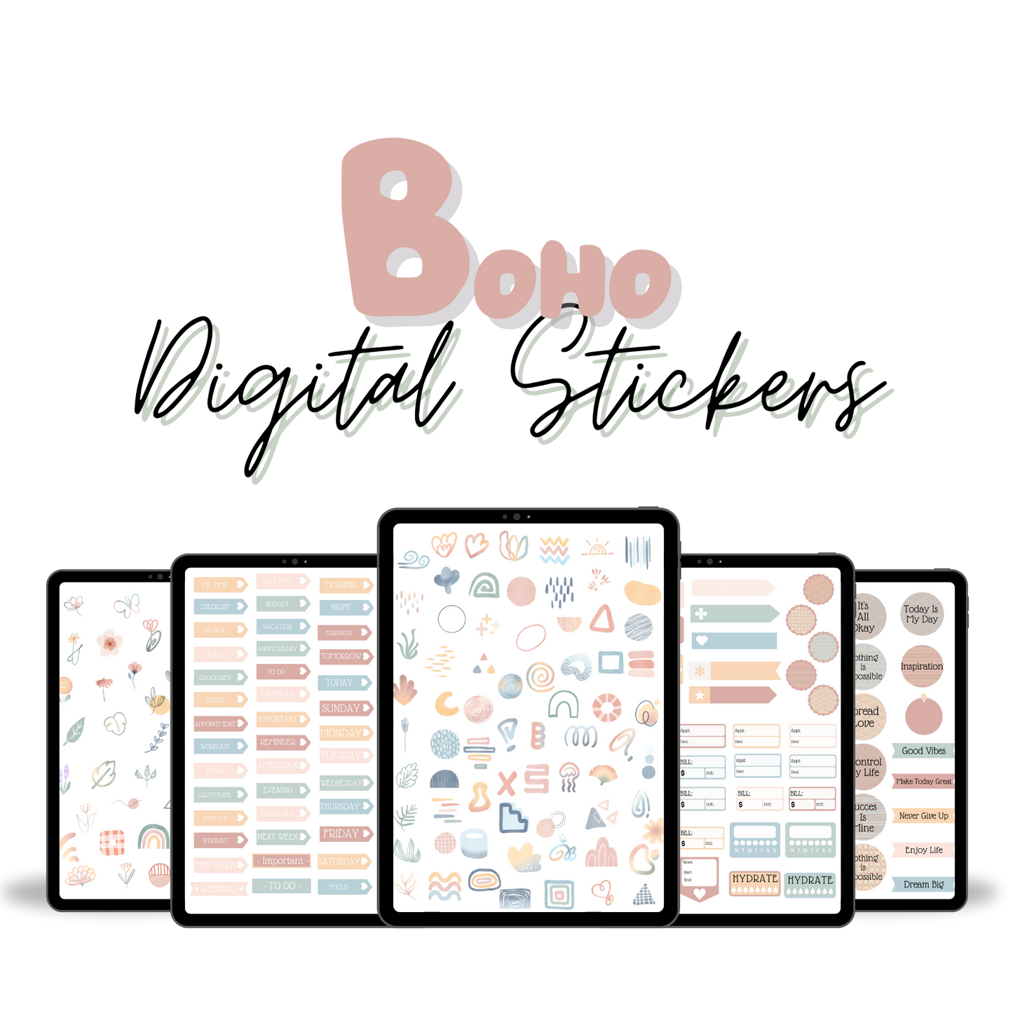 Boho Digital Stickers Bundle