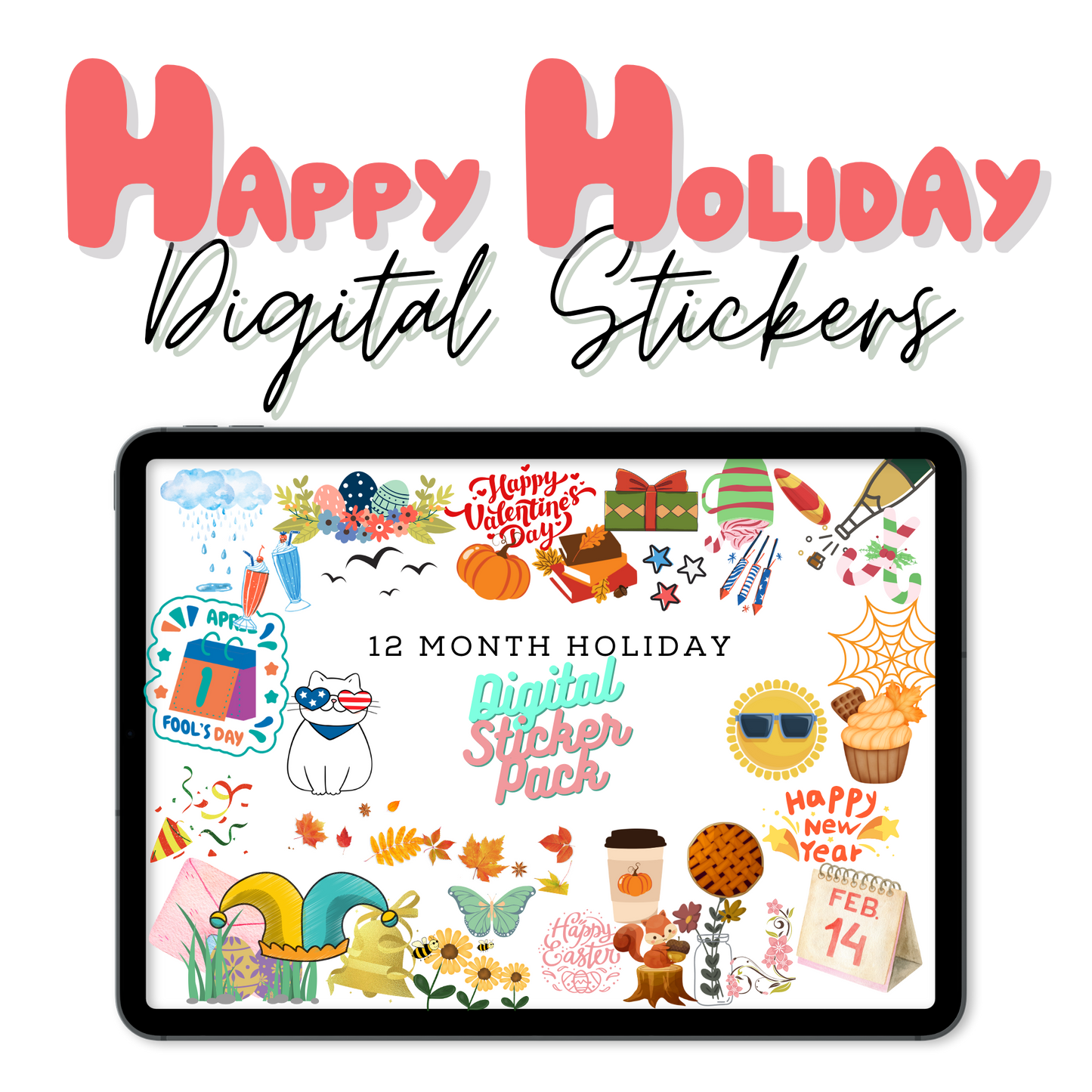 Yearly holiday Digital Stickers