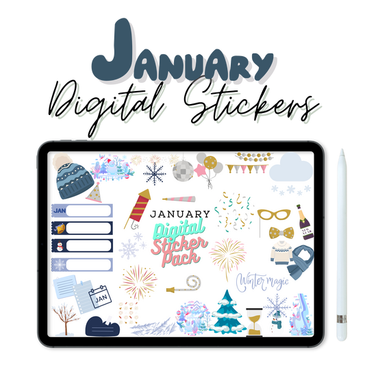 January Monthly Digital Stickers