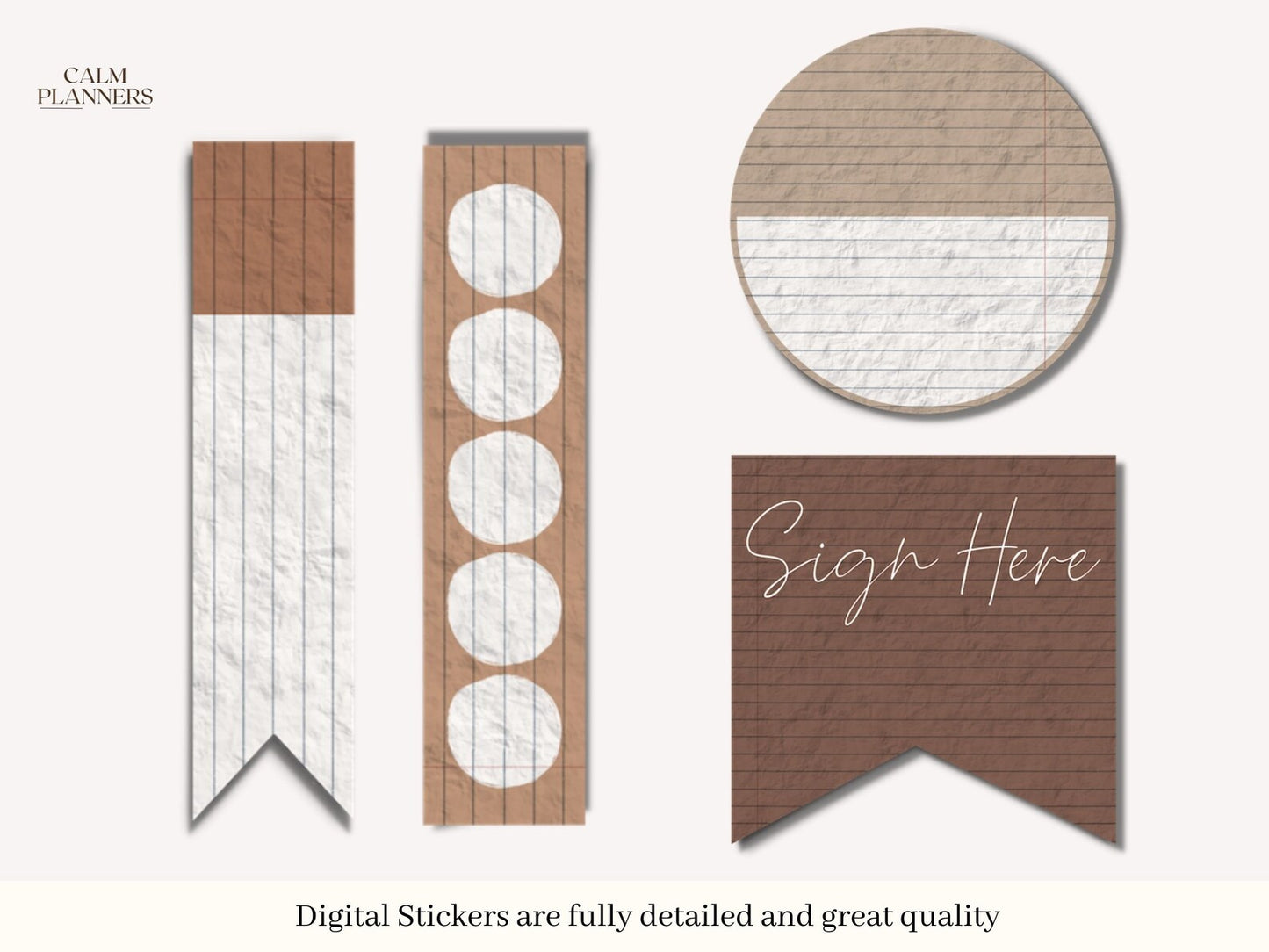 Neutral Torn Paper Digital Stickers