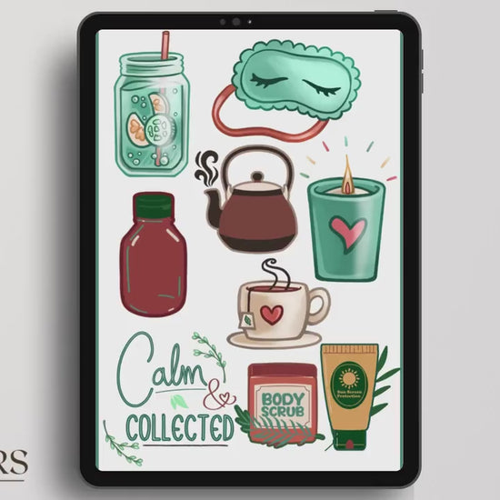 Goodnotes and Notability Calm Collection, Self-Care & Inspirational Stickers for Digital Planners, Android and iPad Stickerbook