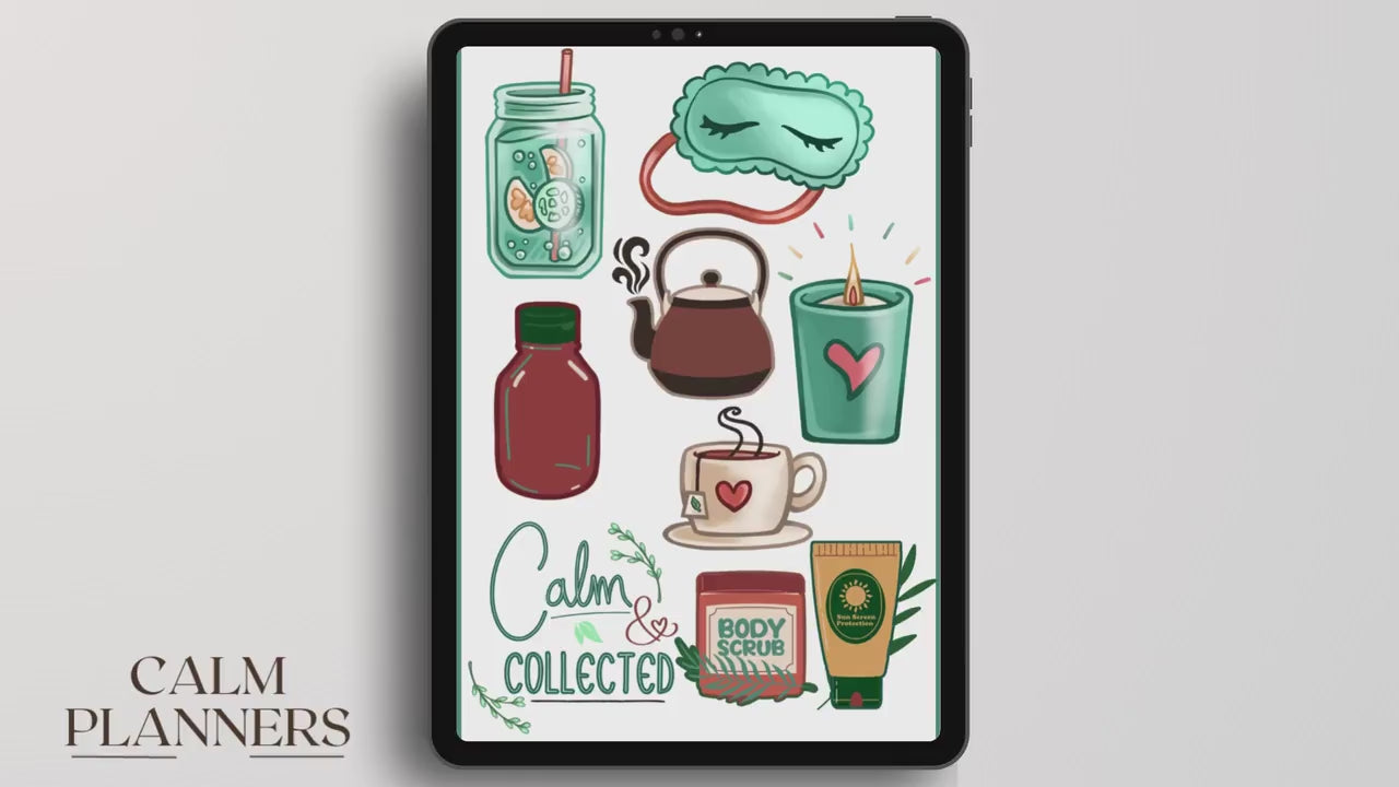 Goodnotes and Notability Calm Collection, Self-Care & Inspirational Stickers for Digital Planners, Android and iPad Stickerbook