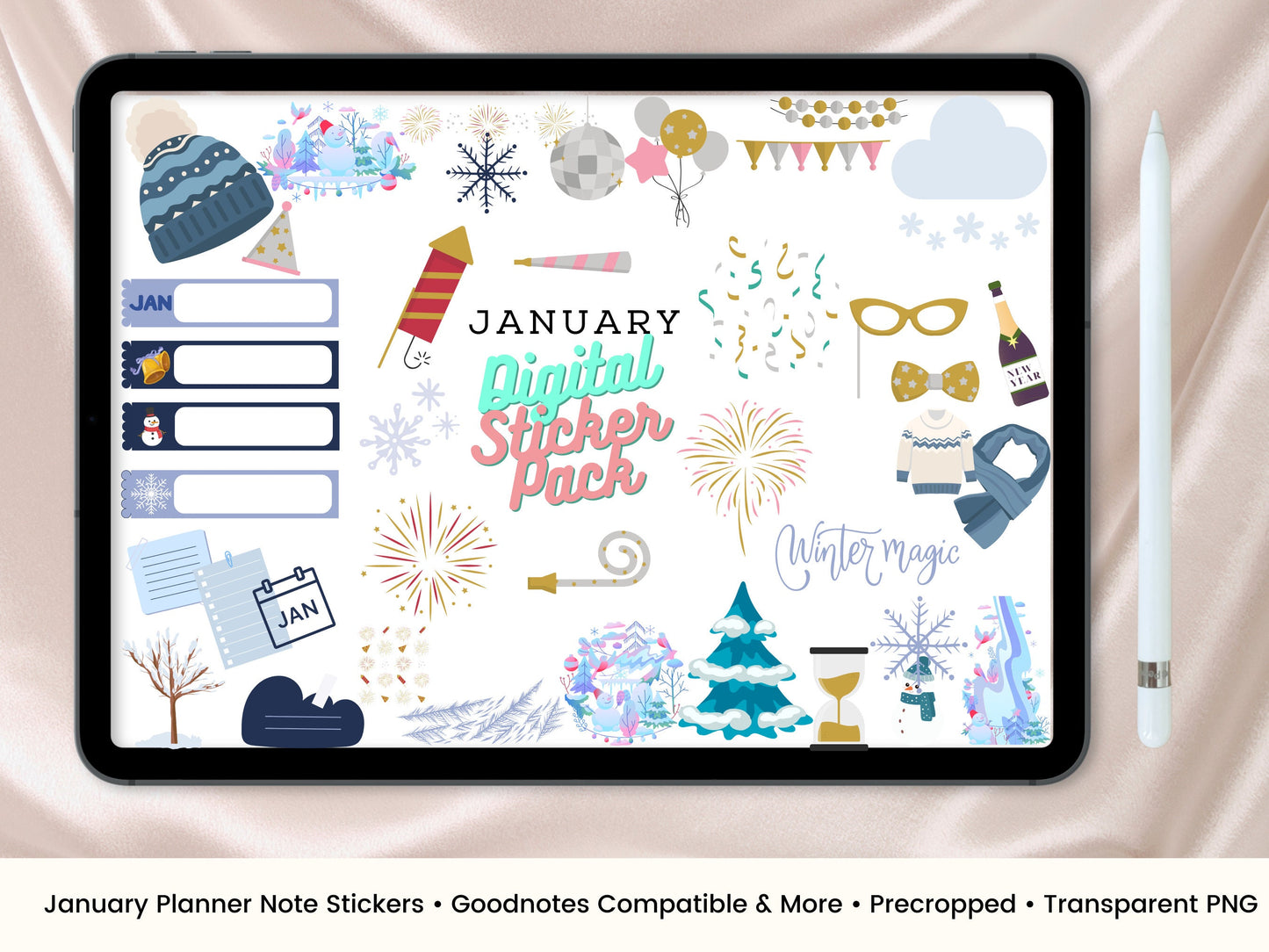 January Monthly Digital Stickers