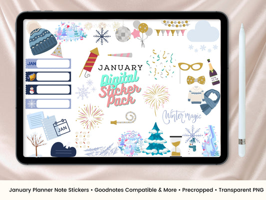 January Monthly Digital Stickers