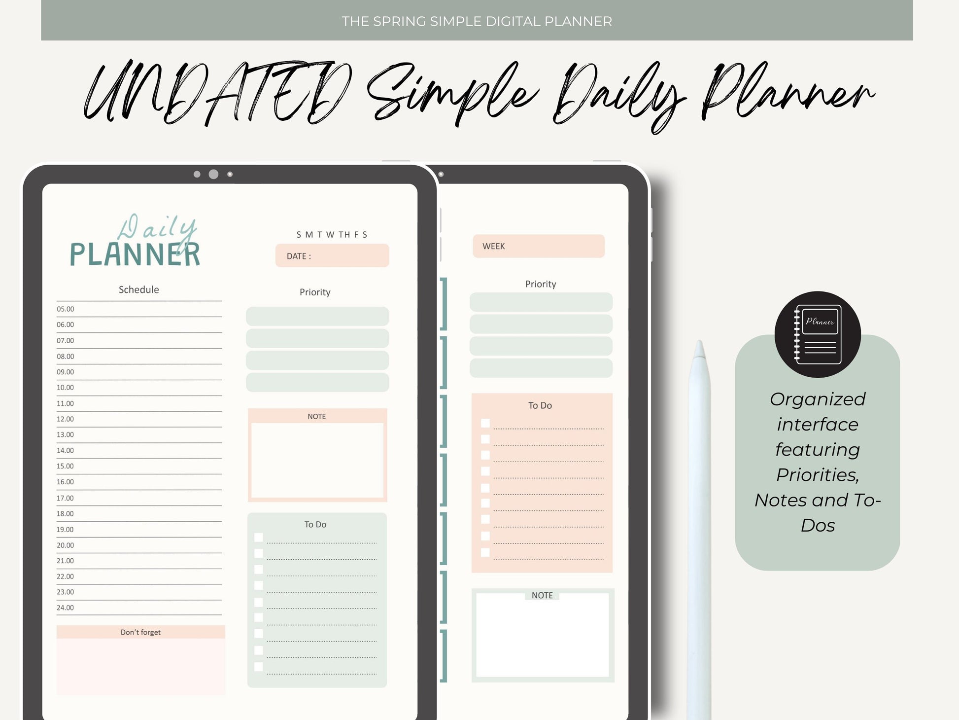 Undated Simple Digital Planner