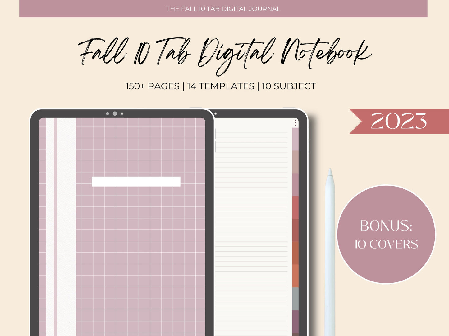 10 Subject Fall Digital Notebook