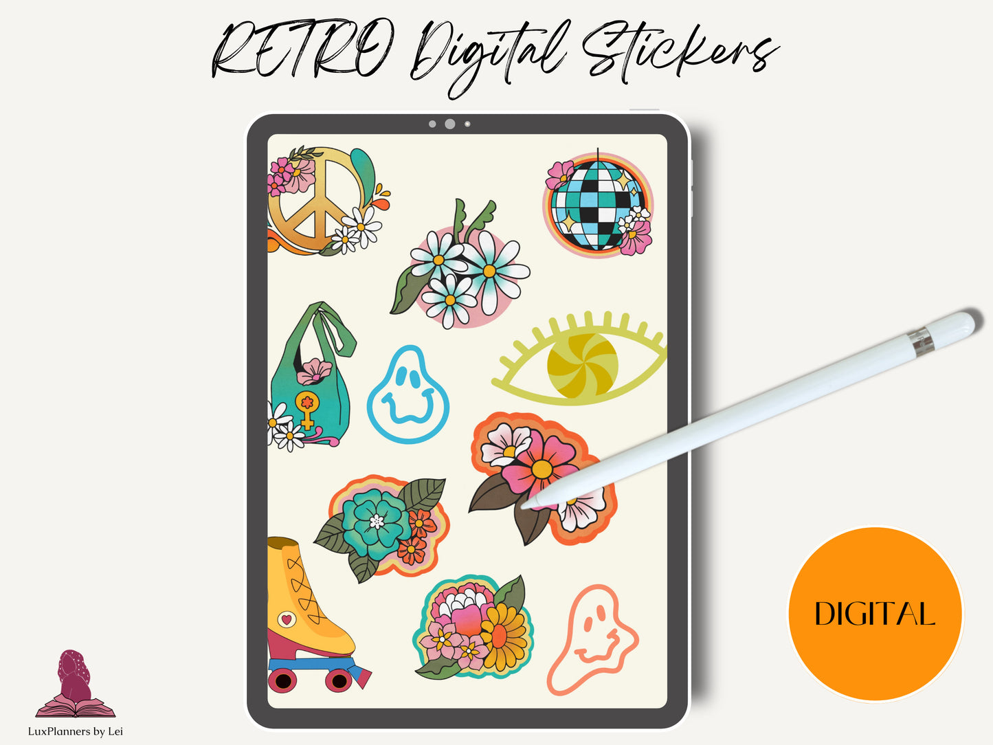 Retro & Groovy Digital Stickers