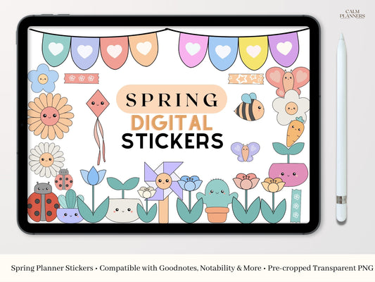 Spring Pastel Digital Stickers Set