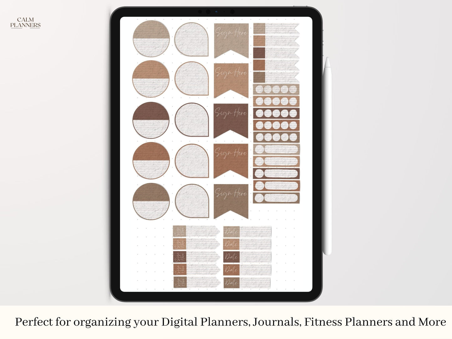 Neutral Torn Paper Digital Stickers