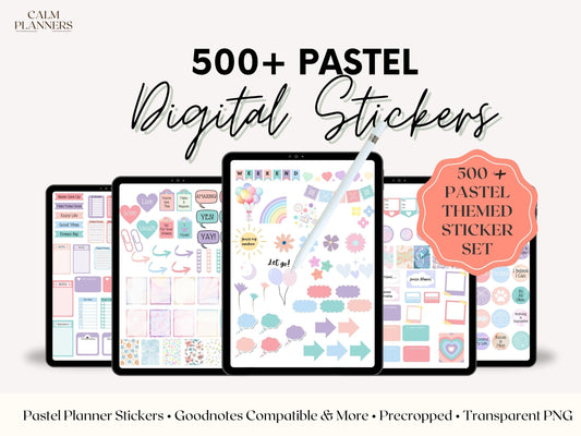 500+ Pastel Digital Sticker Bundle