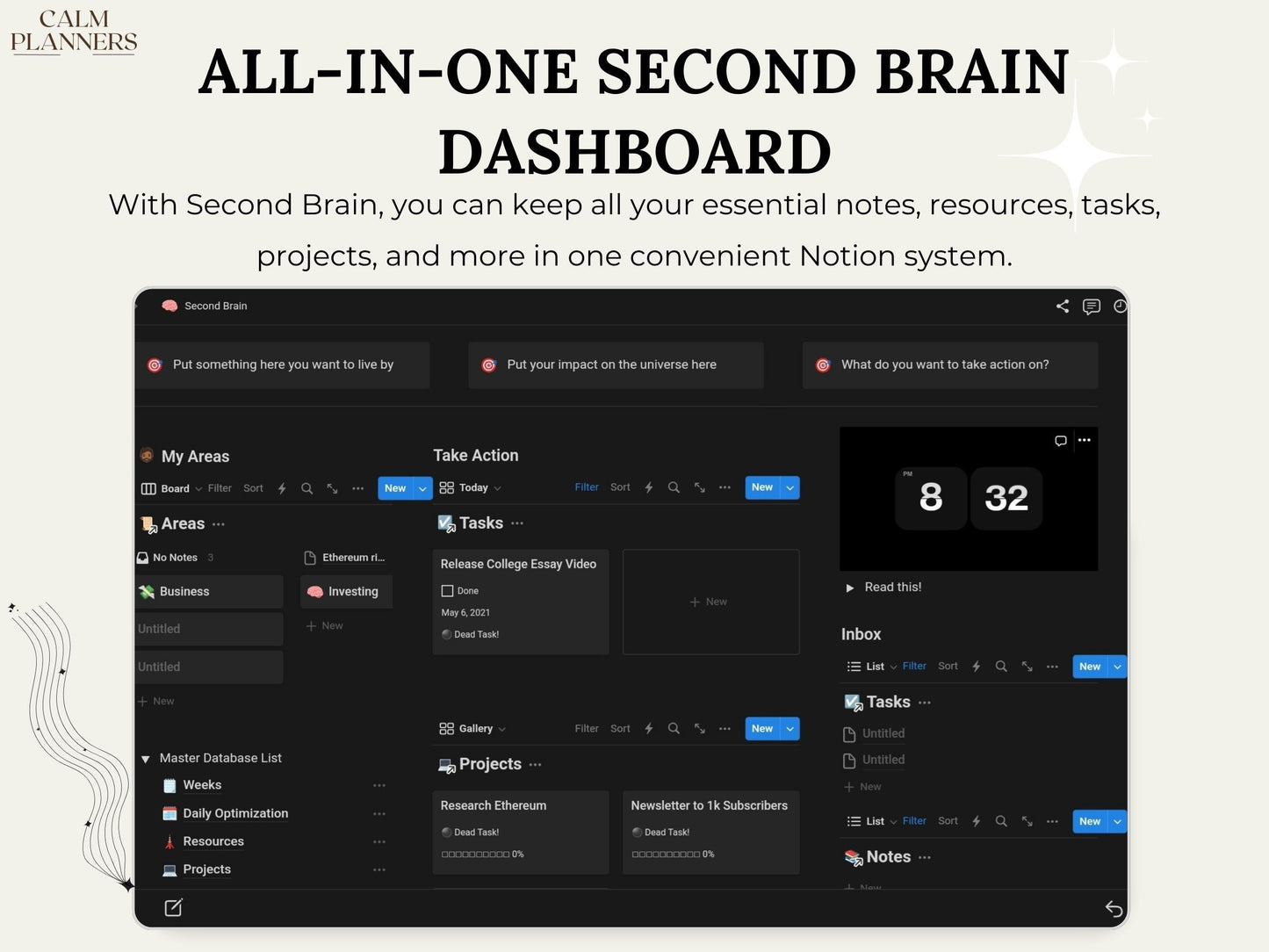 Second Brain All-In-One Notion Dashboard