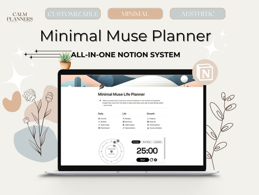 Minimal Muse All in One Notion Dashboard