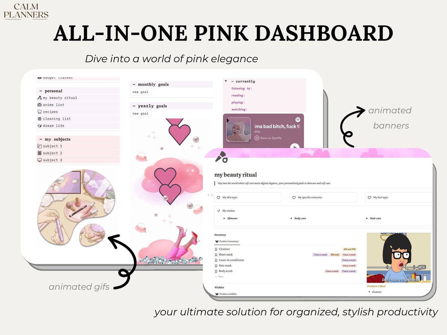 Pretty In Pink Aesthetic Notion Template