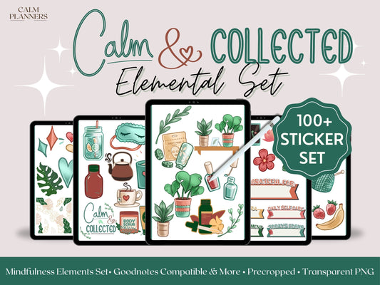 Goodnotes and Notability Calm Collection, Self-Care & Inspirational Stickers for Digital Planners, Android and iPad Stickerbook