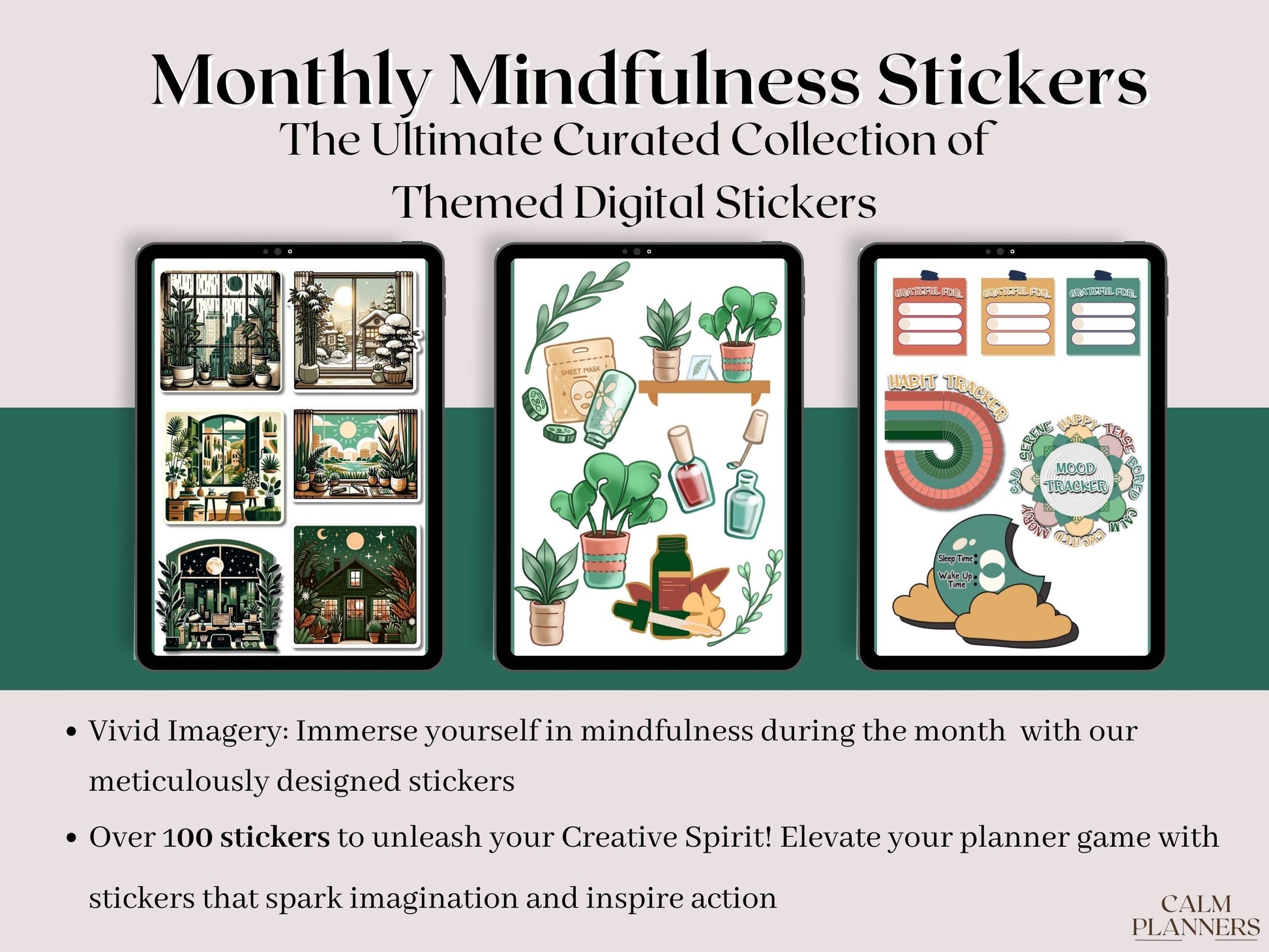 Goodnotes and Notability Calm Collection, Self-Care & Inspirational Stickers for Digital Planners, Android and iPad Stickerbook