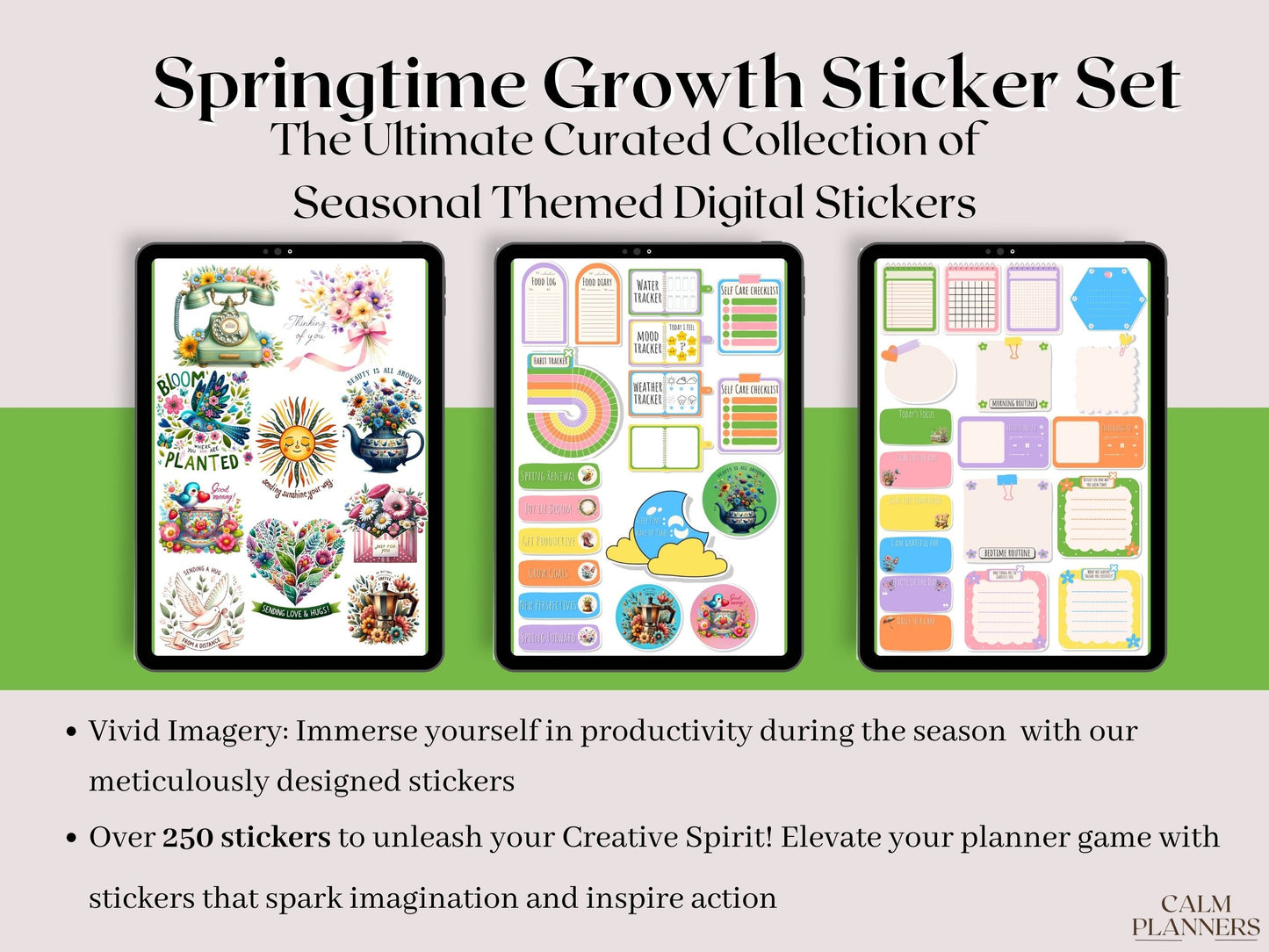 Spring Bloom: Cute Flower Memo, Date Sticker Kit for GoodNotes, OneNote and Notability, Everyday iPad Stickers for Weekly & Monthly Planning