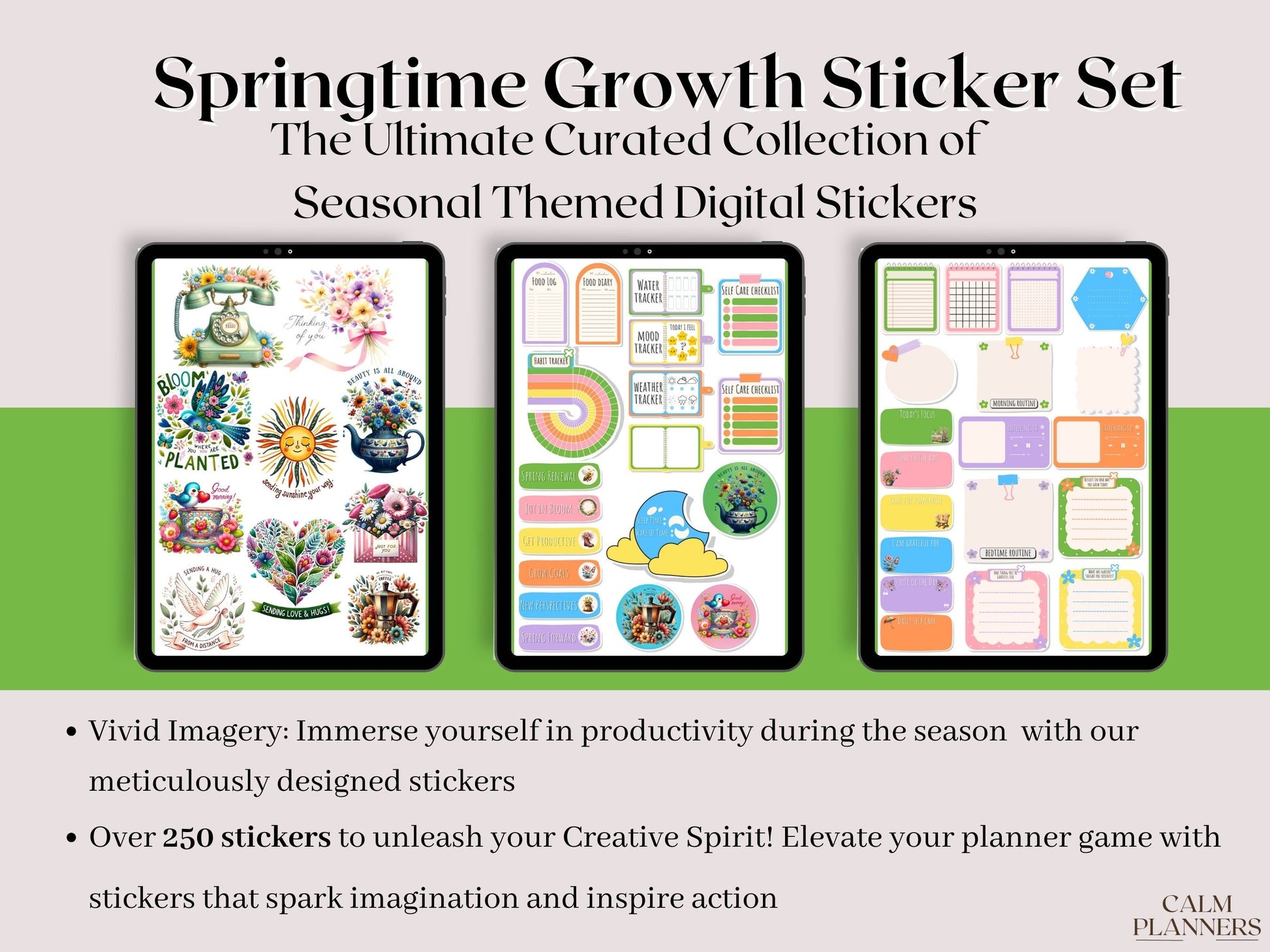 Spring Bloom: Cute Flower Memo, Date Sticker Kit for GoodNotes, OneNote and Notability, Everyday iPad Stickers for Weekly & Monthly Planning